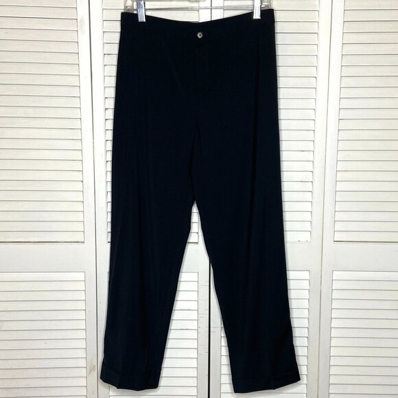 Vtg 2000s JEAN PAUL GAULTIER Femme Navy Blue 100% Wool Cuffed Tapered Pants 8 - Picture 1 of 9